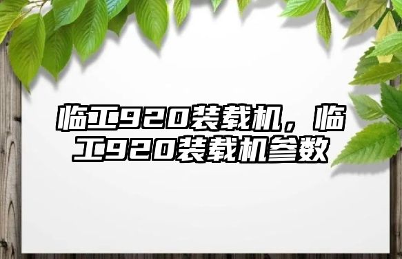 臨工920裝載機，臨工920裝載機參數(shù)