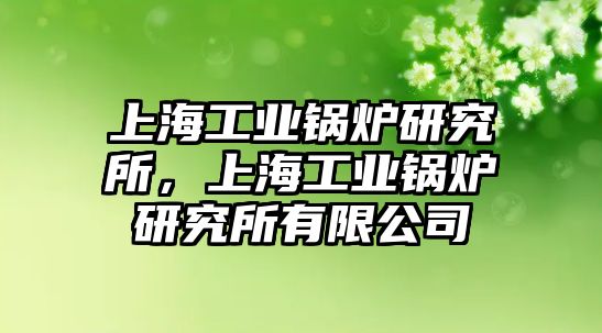 上海工業(yè)鍋爐研究所，上海工業(yè)鍋爐研究所有限公司