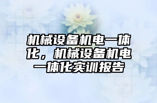 機械設備機電一體化，機械設備機電一體化實訓報告