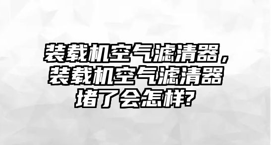 裝載機空氣濾清器，裝載機空氣濾清器堵了會怎樣?