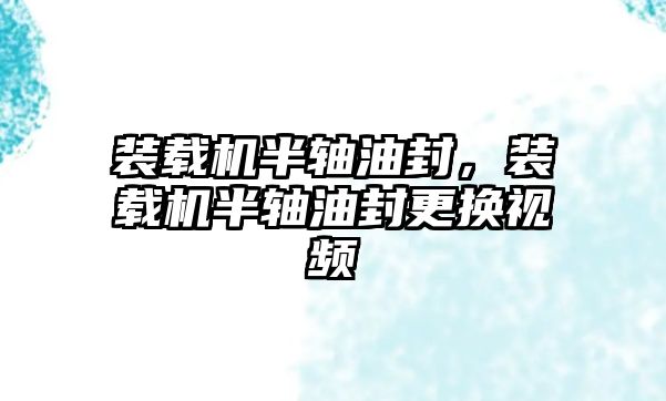 裝載機(jī)半軸油封，裝載機(jī)半軸油封更換視頻