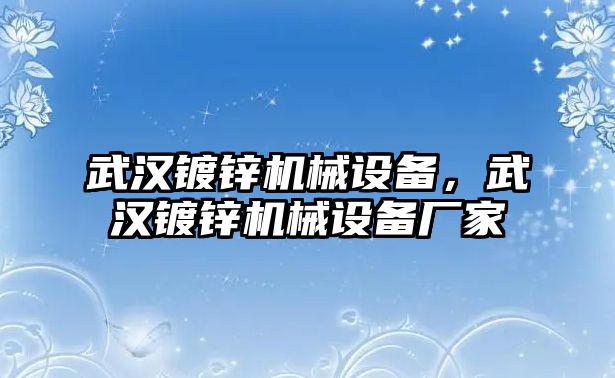 武漢鍍鋅機(jī)械設(shè)備，武漢鍍鋅機(jī)械設(shè)備廠家