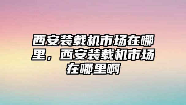 西安裝載機市場在哪里，西安裝載機市場在哪里啊