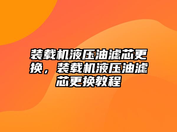 裝載機(jī)液壓油濾芯更換，裝載機(jī)液壓油濾芯更換教程