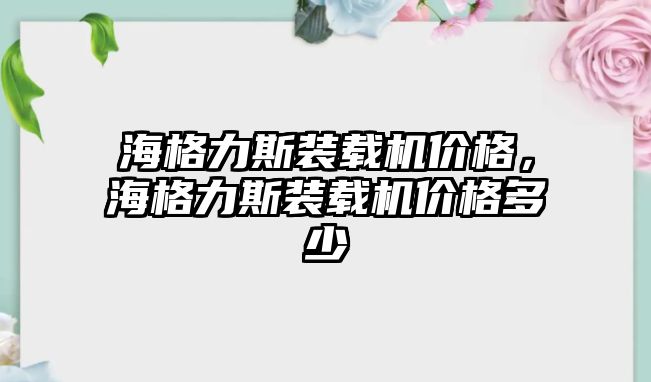 海格力斯裝載機價格，海格力斯裝載機價格多少