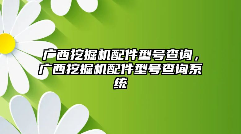 廣西挖掘機(jī)配件型號查詢，廣西挖掘機(jī)配件型號查詢系統(tǒng)