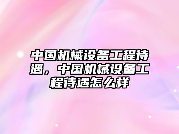 中國機械設(shè)備工程待遇，中國機械設(shè)備工程待遇怎么樣