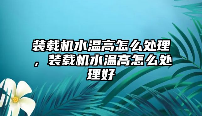 裝載機(jī)水溫高怎么處理，裝載機(jī)水溫高怎么處理好