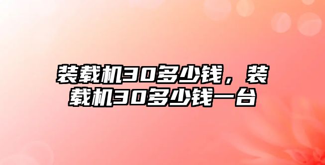 裝載機30多少錢，裝載機30多少錢一臺