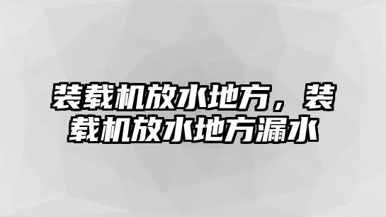 裝載機(jī)放水地方，裝載機(jī)放水地方漏水