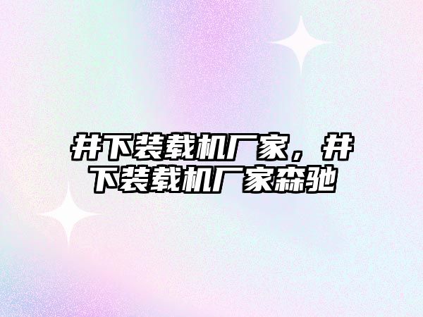 井下裝載機廠家，井下裝載機廠家森馳