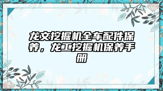 龍文挖掘機全車配件保養(yǎng)，龍工挖掘機保養(yǎng)手冊