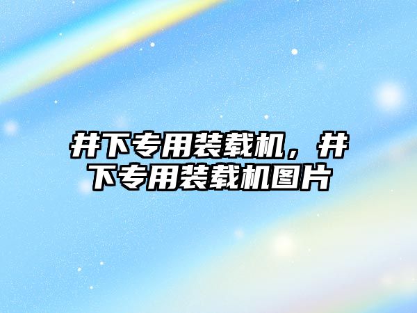 井下專用裝載機(jī)，井下專用裝載機(jī)圖片