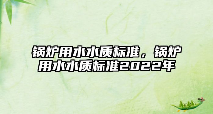 鍋爐用水水質標準，鍋爐用水水質標準2022年