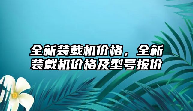 全新裝載機價格，全新裝載機價格及型號報價