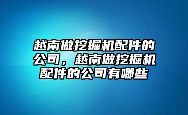 越南做挖掘機(jī)配件的公司，越南做挖掘機(jī)配件的公司有哪些