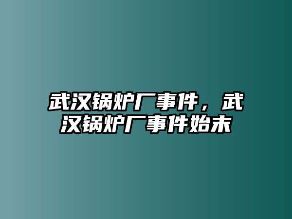 武漢鍋爐廠事件，武漢鍋爐廠事件始末