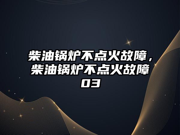 柴油鍋爐不點(diǎn)火故障，柴油鍋爐不點(diǎn)火故障03