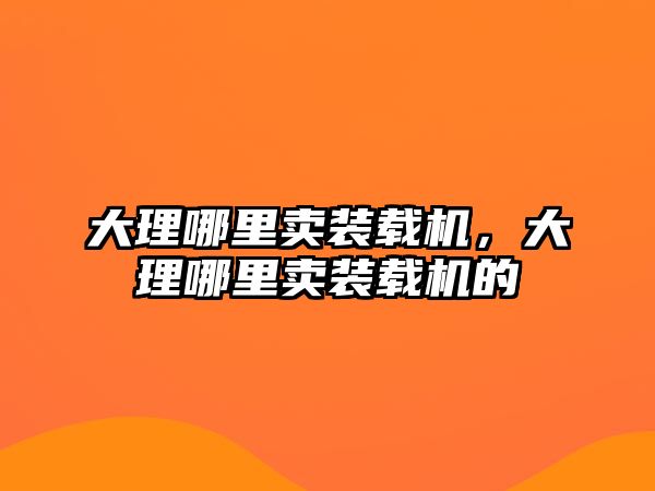 大理哪里賣裝載機，大理哪里賣裝載機的