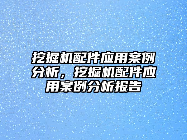 挖掘機配件應(yīng)用案例分析，挖掘機配件應(yīng)用案例分析報告