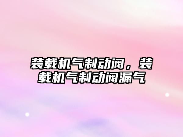 裝載機氣制動閥，裝載機氣制動閥漏氣