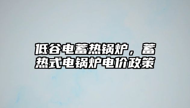 低谷電蓄熱鍋爐，蓄熱式電鍋爐電價(jià)政策