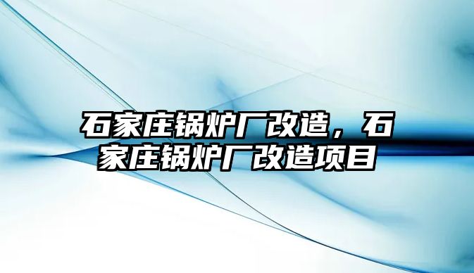 石家莊鍋爐廠改造，石家莊鍋爐廠改造項目