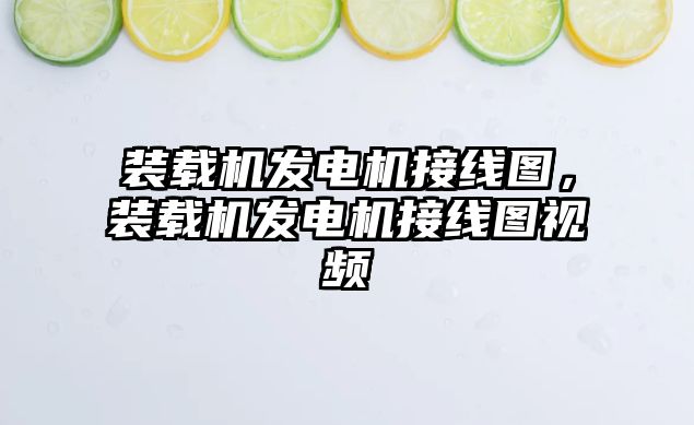 裝載機發(fā)電機接線圖，裝載機發(fā)電機接線圖視頻