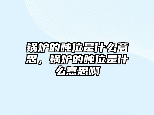 鍋爐的噸位是什么意思，鍋爐的噸位是什么意思啊