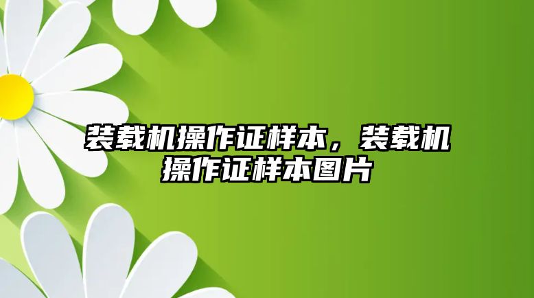 裝載機(jī)操作證樣本，裝載機(jī)操作證樣本圖片