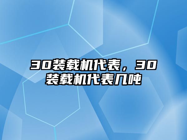 30裝載機(jī)代表，30裝載機(jī)代表幾噸