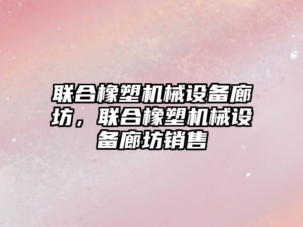 聯(lián)合橡塑機械設備廊坊，聯(lián)合橡塑機械設備廊坊銷售