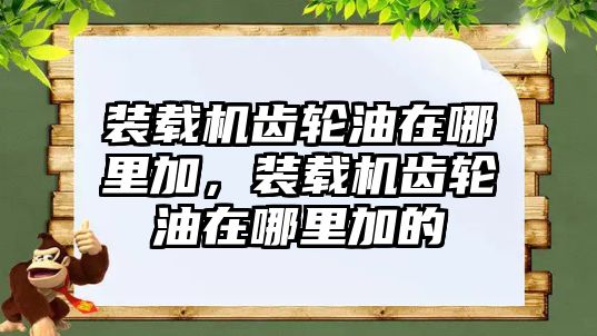 裝載機齒輪油在哪里加，裝載機齒輪油在哪里加的