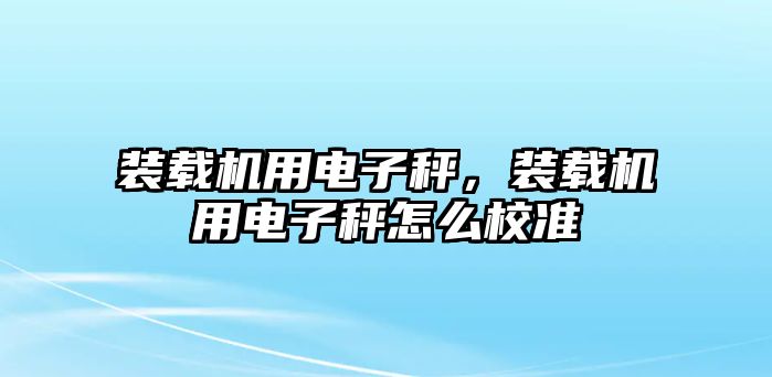 裝載機(jī)用電子秤，裝載機(jī)用電子秤怎么校準(zhǔn)