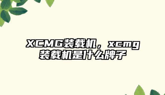 XCMG裝載機(jī)，xcmg裝載機(jī)是什么牌子