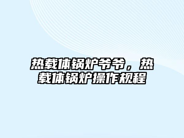 熱載體鍋爐爺爺，熱載體鍋爐操作規(guī)程