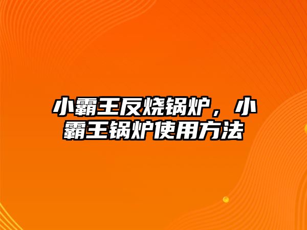 小霸王反燒鍋爐，小霸王鍋爐使用方法