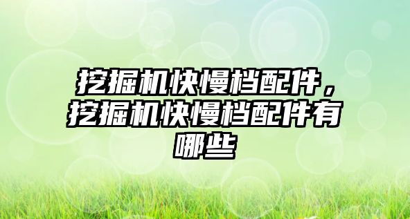 挖掘機快慢檔配件，挖掘機快慢檔配件有哪些