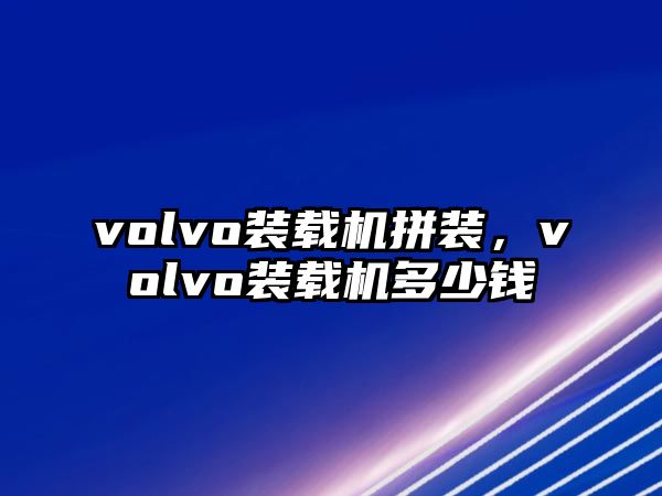 volvo裝載機拼裝，volvo裝載機多少錢