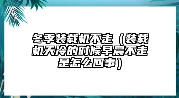 冬季裝載機(jī)不走（裝載機(jī)天冷的時候早晨不走是怎么回事）