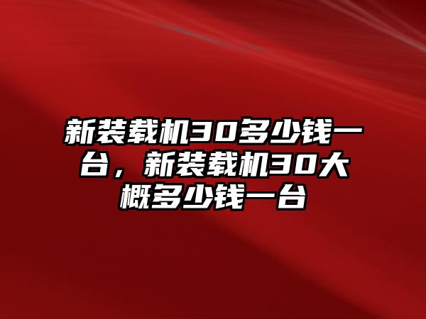 新裝載機(jī)30多少錢一臺(tái)，新裝載機(jī)30大概多少錢一臺(tái)