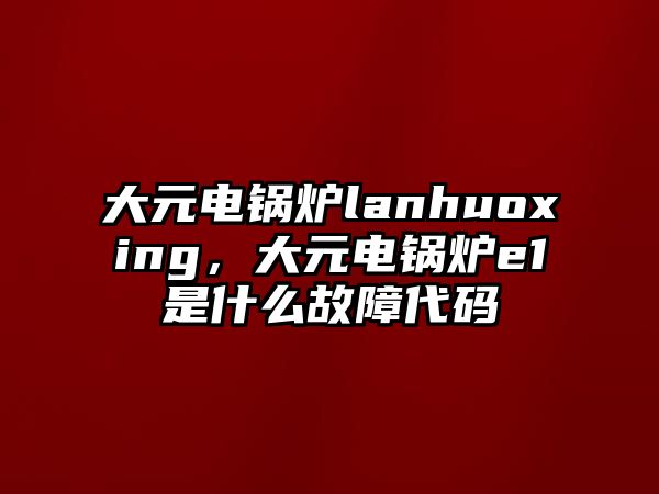 大元電鍋爐lanhuoxing，大元電鍋爐e1是什么故障代碼