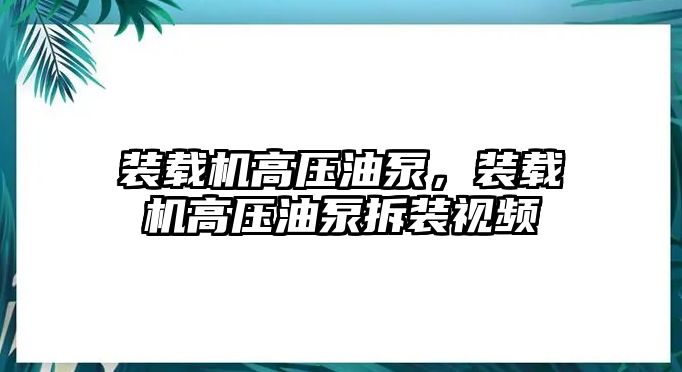 裝載機高壓油泵，裝載機高壓油泵拆裝視頻