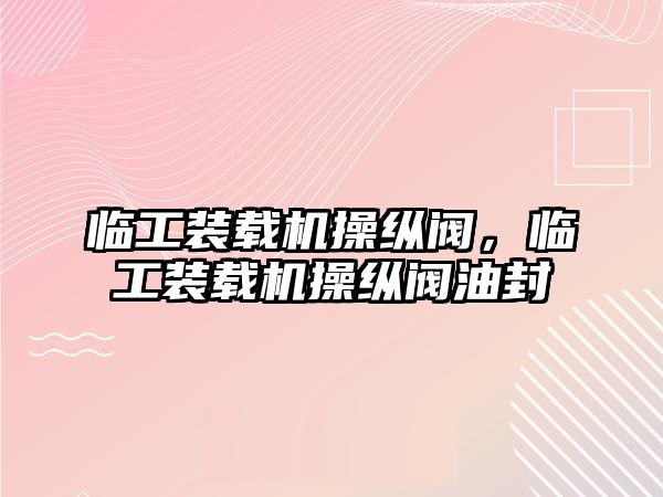 臨工裝載機操縱閥，臨工裝載機操縱閥油封