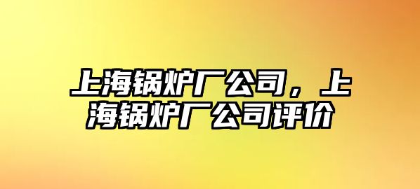 上海鍋爐廠公司，上海鍋爐廠公司評(píng)價(jià)