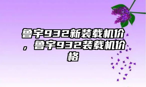 魯宇932新裝載機(jī)價，魯宇932裝載機(jī)價格