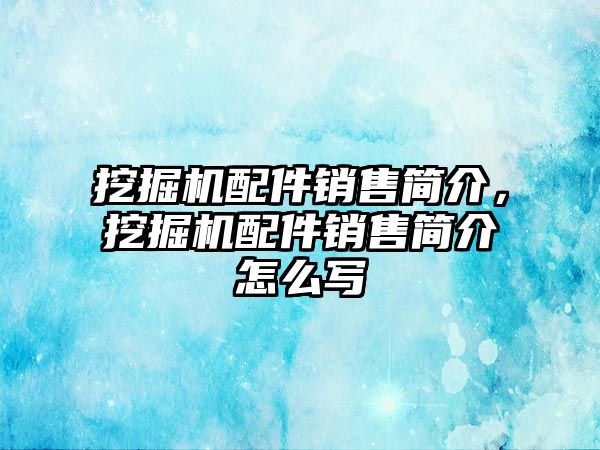 挖掘機配件銷售簡介，挖掘機配件銷售簡介怎么寫