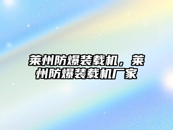 萊州防爆裝載機，萊州防爆裝載機廠家