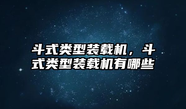 斗式類型裝載機，斗式類型裝載機有哪些