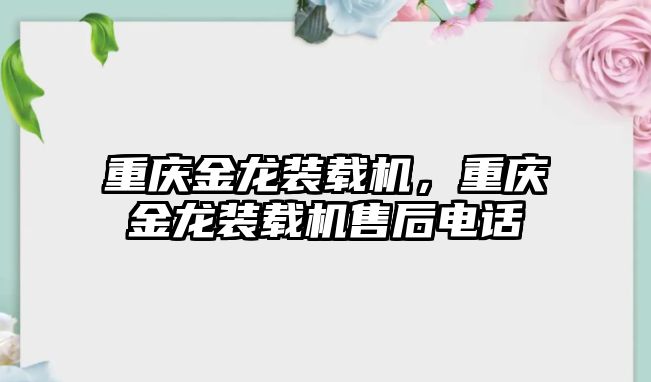 重慶金龍裝載機，重慶金龍裝載機售后電話